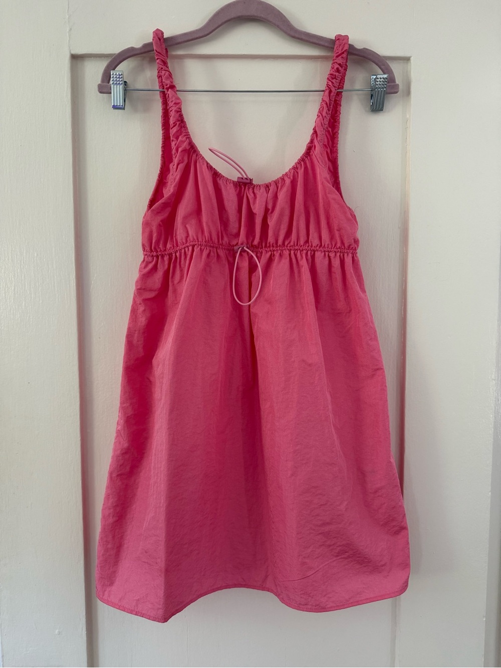Zara Neon Pink Drawstring Parachute Dress Medium